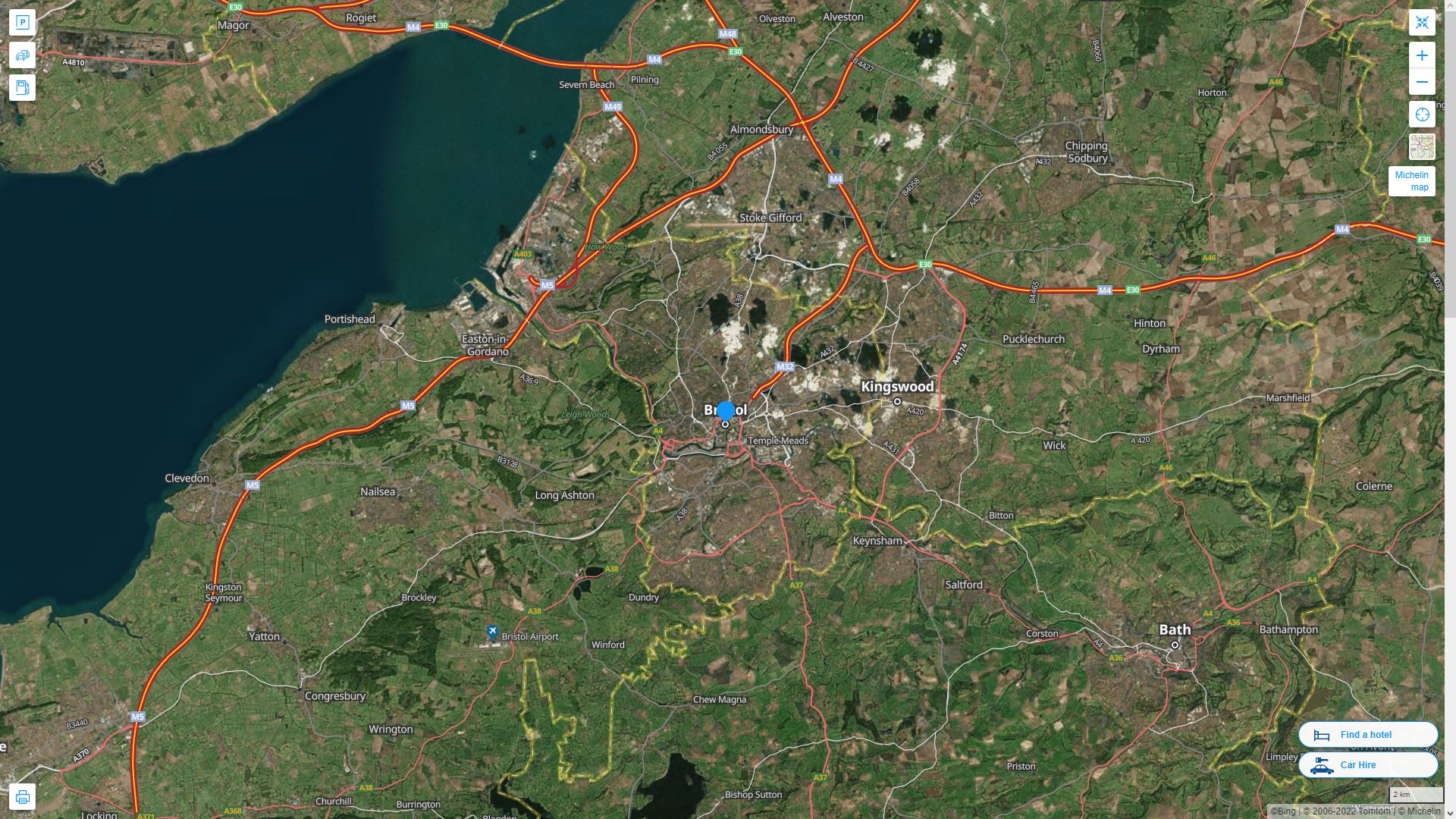 Bristol Highway and Road Map with Satellite View